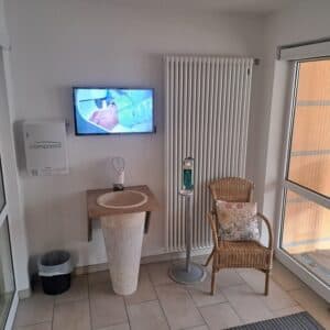 Smixin handwashing station in a retirement home resident room