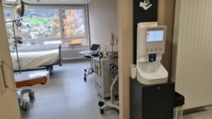 Smixin handwashing system installed inside a hospital patient room