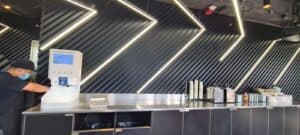 Smixin handwashing station integrated into a restaurant service counter