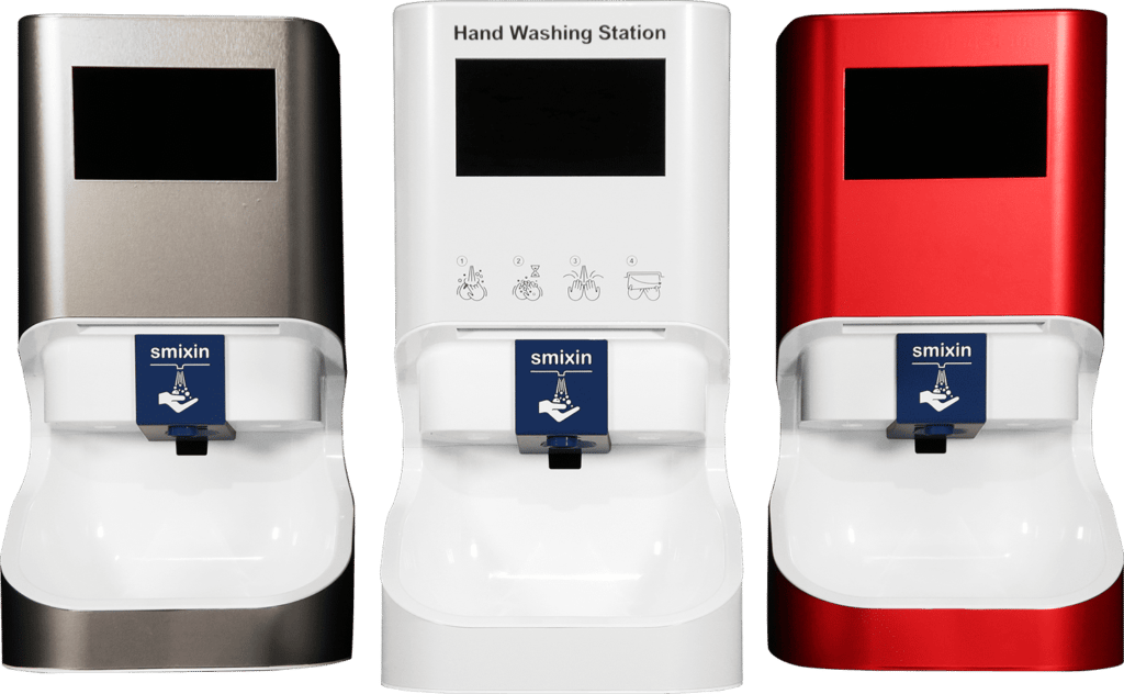Three finishes of the Smixin Combi 3-in-1 handwashing station
